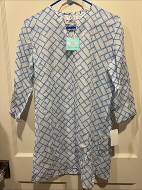 CHARLESTON SHOE CO. Women’s Long-Sleeve Tunic — Light Blue/White Grid